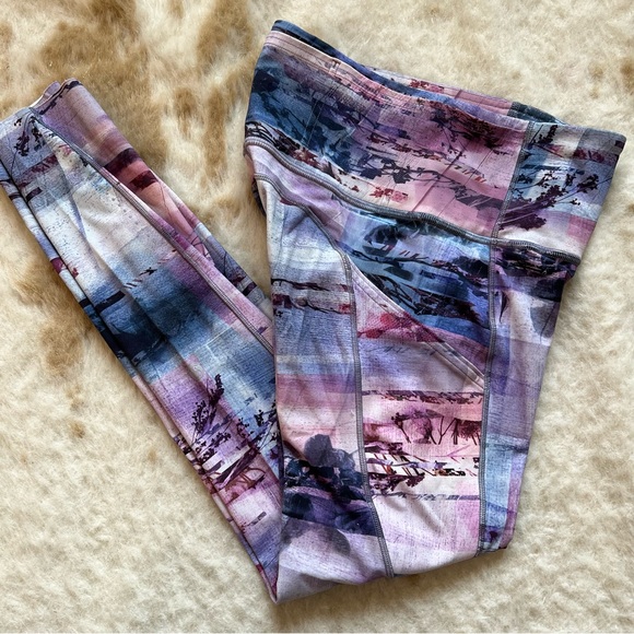 Lululemon Leggings 4 Fast & Free 7/8 Tight II Purple Sunrise Pink Small running - Picture 5 of 15